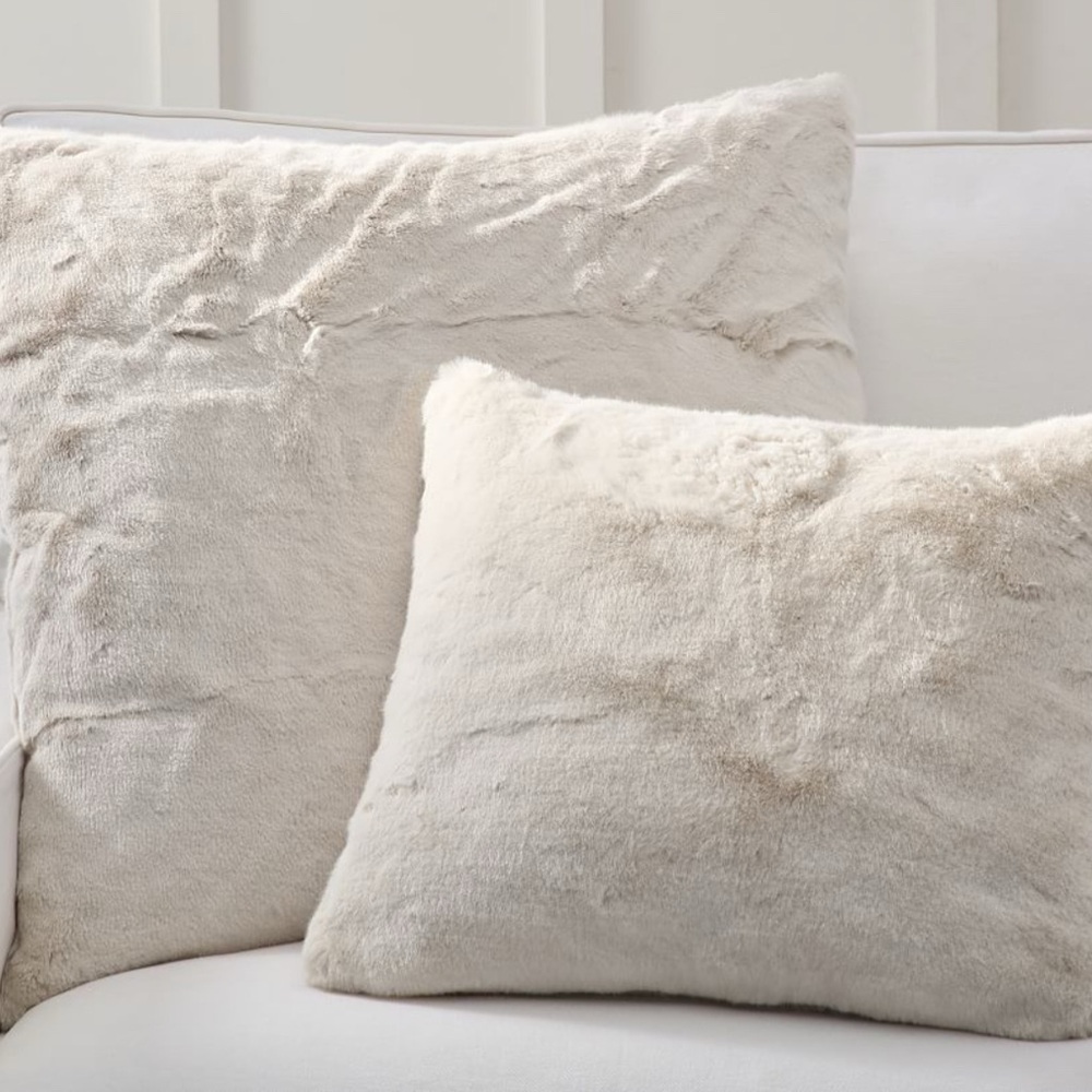 TWO Pottery Barn Faux Fur Alpaca Pillow Cases